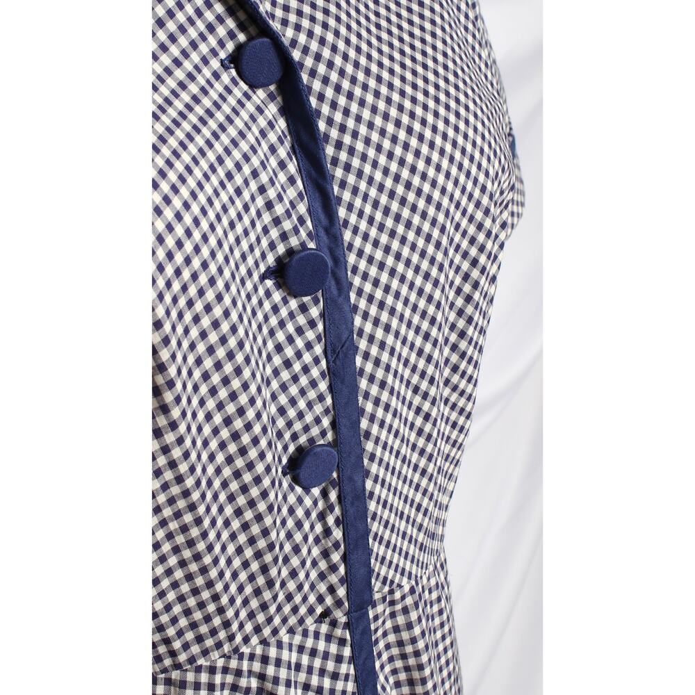 Vintage 1950s Dress 50s Blue Gingham Cotton Shirtwaist Midi Day large XL volup - Picture 7 of 8